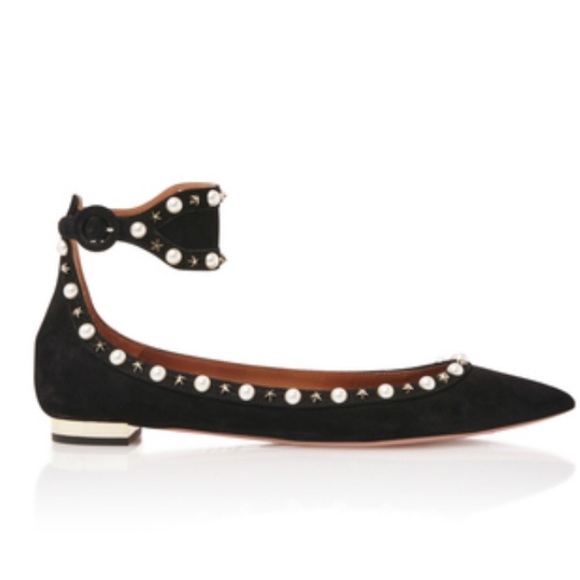 Aquazzura Harlow black suede embellished flats - Picture 2 of 7